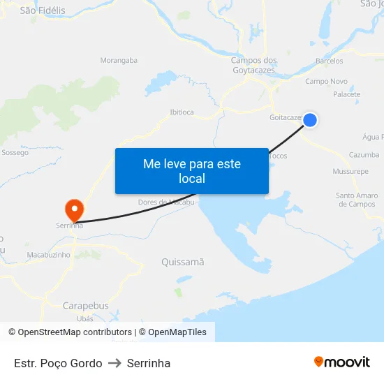 Estr. Poço Gordo to Serrinha map