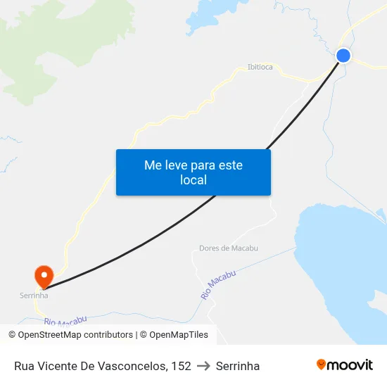 Rua Vicente De Vasconcelos, 152 to Serrinha map