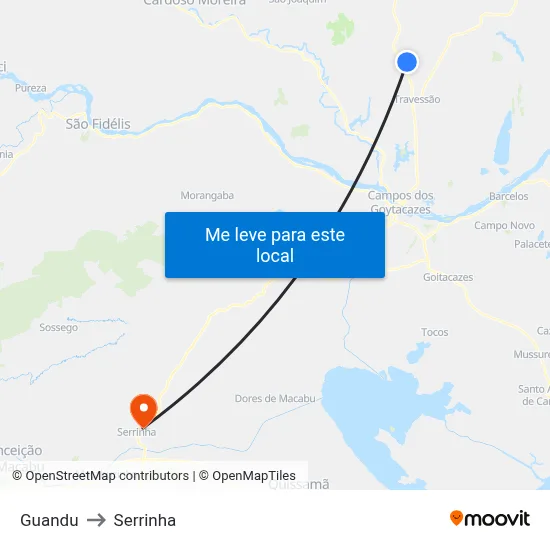 Guandu to Serrinha map