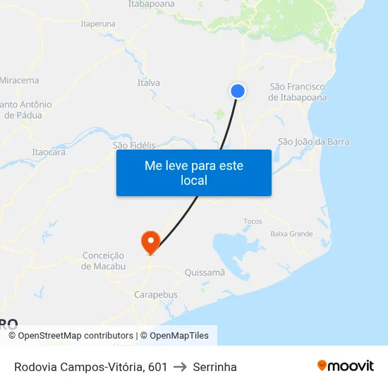 Rodovia Campos-Vitória, 601 to Serrinha map