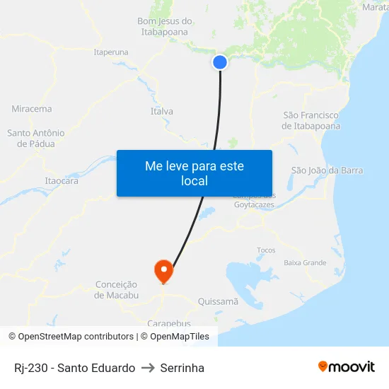 Rj-230 - Santo Eduardo to Serrinha map