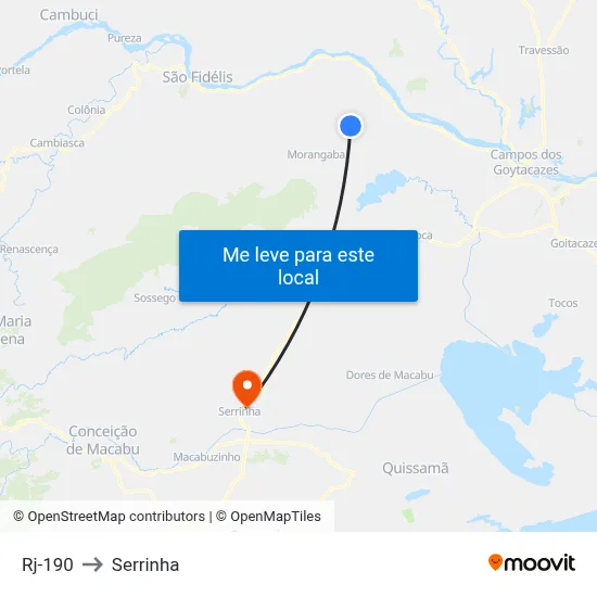 Rj-190 to Serrinha map