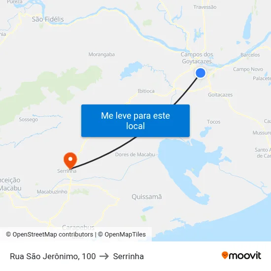 Rua São Jerônimo, 100 to Serrinha map