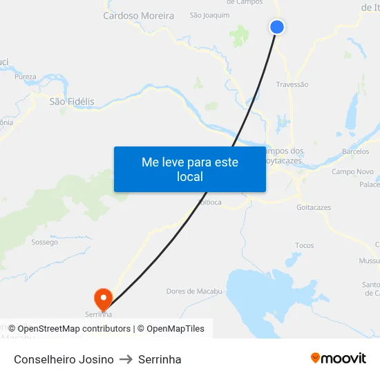 Conselheiro Josino to Serrinha map