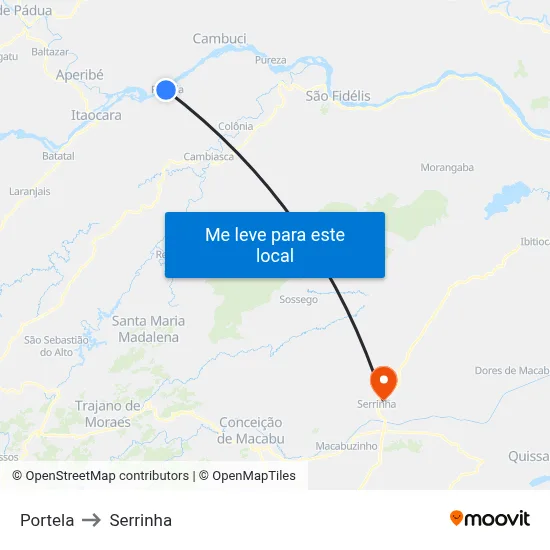 Portela to Serrinha map