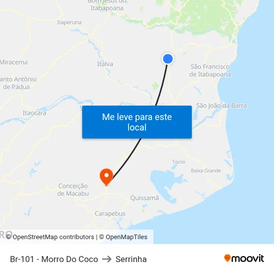 Br-101 - Morro Do Coco to Serrinha map