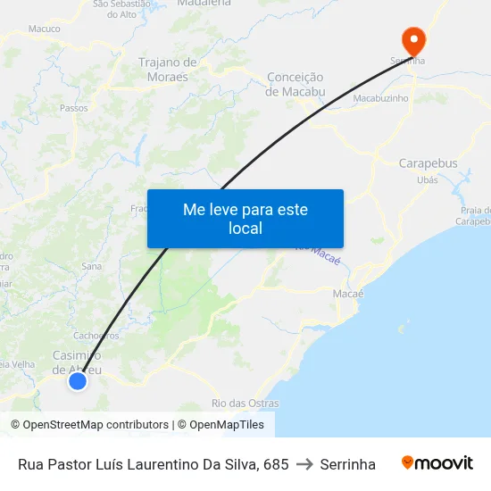 Rua Pastor Luís Laurentino Da Silva, 685 to Serrinha map