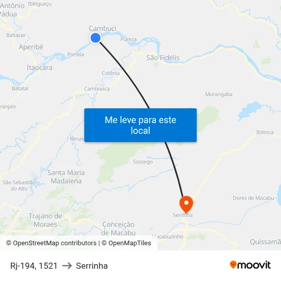 Rj-194, 1521 to Serrinha map