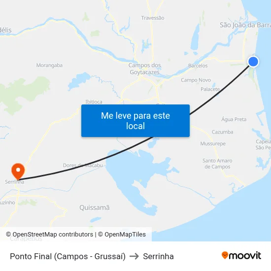 Ponto Final (Campos - Grussaí) to Serrinha map