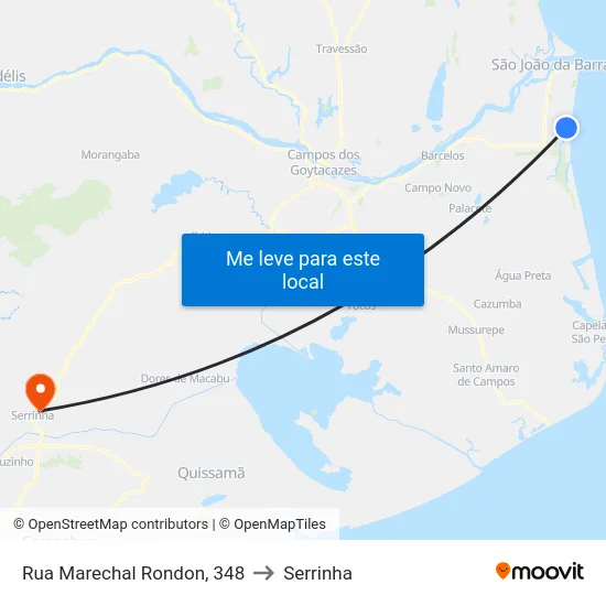 Rua Marechal Rondon, 348 to Serrinha map