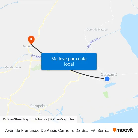 Avenida Francisco De Assis Carneiro Da Silva, 1184 to Serrinha map