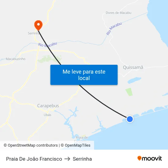 Praia De João Francisco to Serrinha map