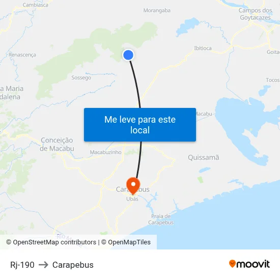 Rj-190 to Carapebus map