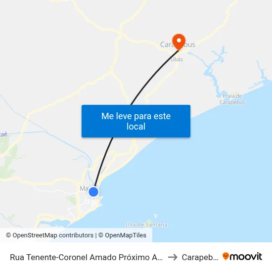 Rua Tenente-Coronel Amado Próximo Ao 203 to Carapebus map