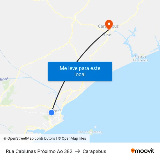 Rua Cabiúnas Próximo Ao 382 to Carapebus map