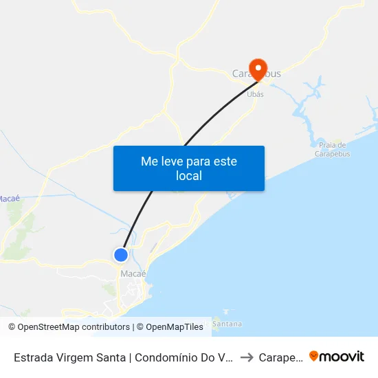 Estrada Virgem Santa | Condomínio Do Virgem Santa to Carapebus map