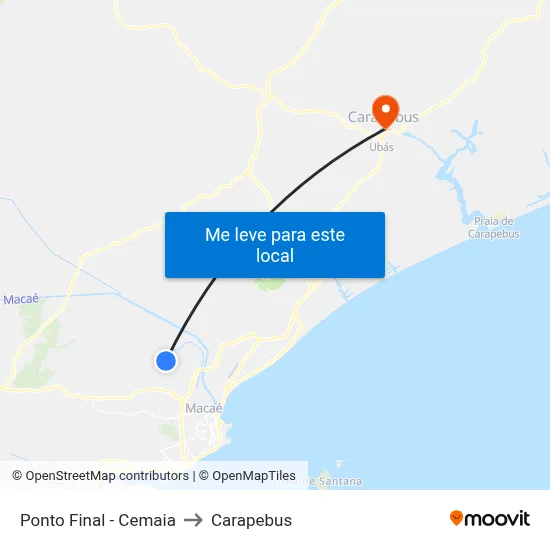 Ponto Final - Cemaia to Carapebus map