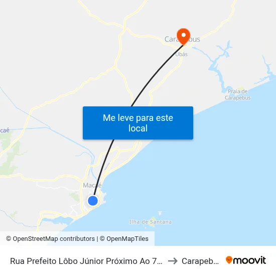 Rua Prefeito Lôbo Júnior Próximo Ao 741 to Carapebus map