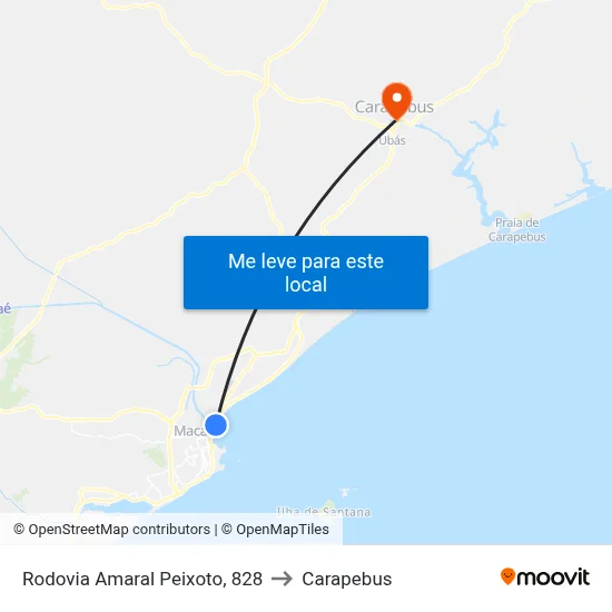 Rodovia Amaral Peixoto, 828 to Carapebus map
