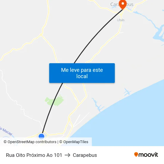 Rua Oito Próximo Ao 101 to Carapebus map