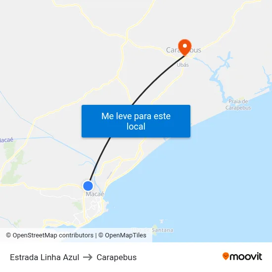 Estrada Linha Azul to Carapebus map