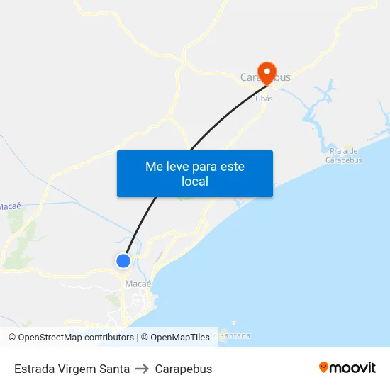 Estrada Virgem Santa to Carapebus map
