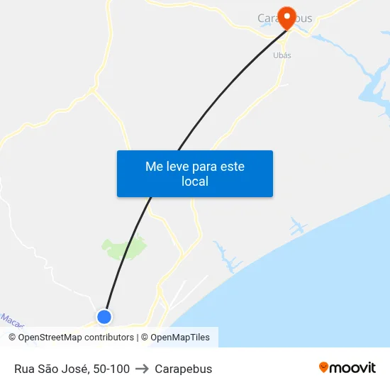 Rua São José, 50-100 to Carapebus map