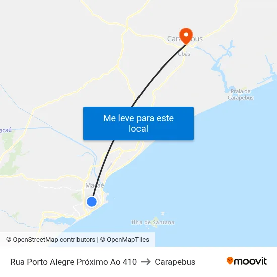 Rua Porto Alegre Próximo Ao 410 to Carapebus map