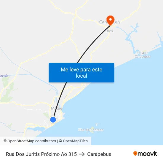 Rua Dos Juritis Próximo Ao 315 to Carapebus map