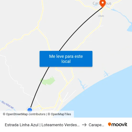Estrada Linha Azul | Loteamento Verdes Mares to Carapebus map