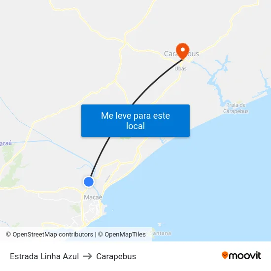 Estrada Linha Azul to Carapebus map