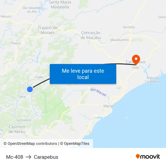 Mc-408 to Carapebus map