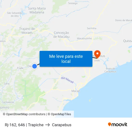 Rj-162, 646 | Trapiche to Carapebus map