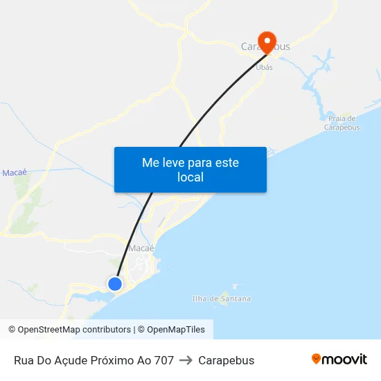 Rua Do Açude Próximo Ao 707 to Carapebus map