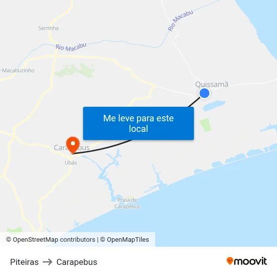 Piteiras to Carapebus map