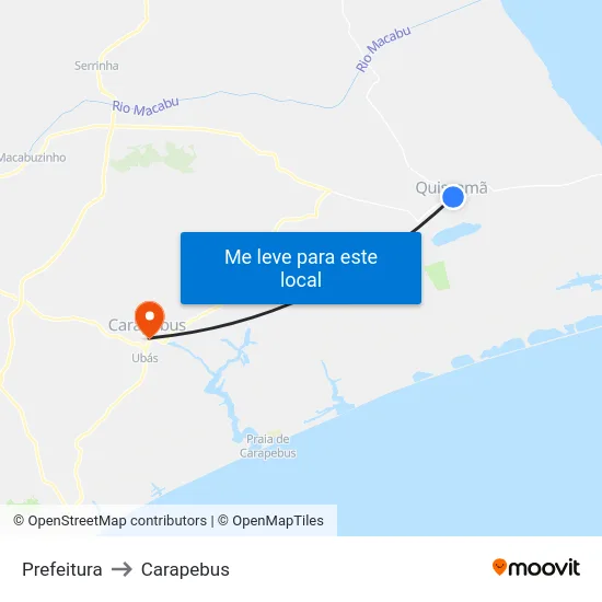 Prefeitura to Carapebus map