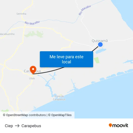 Ciep to Carapebus map