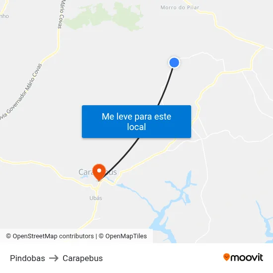 Pindobas to Carapebus map