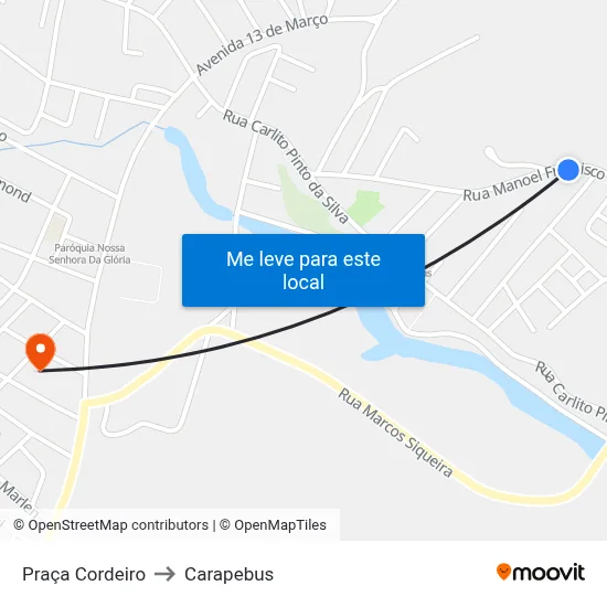Praça Cordeiro to Carapebus map