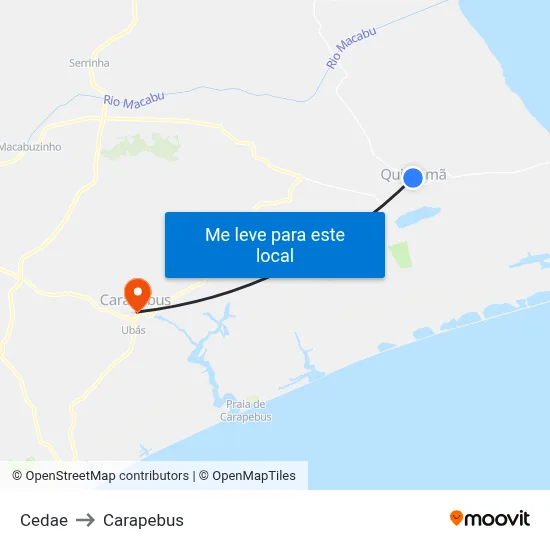 Cedae to Carapebus map