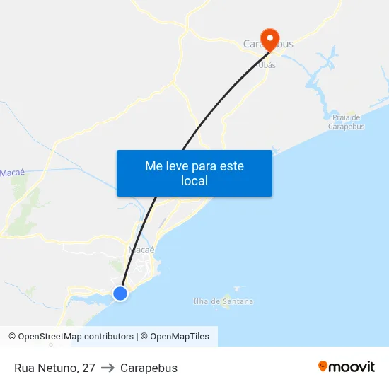 Rua Netuno, 27 to Carapebus map
