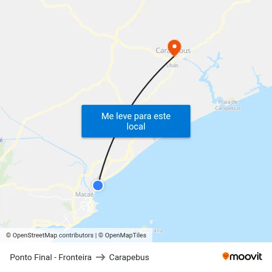 Ponto Final - Fronteira to Carapebus map