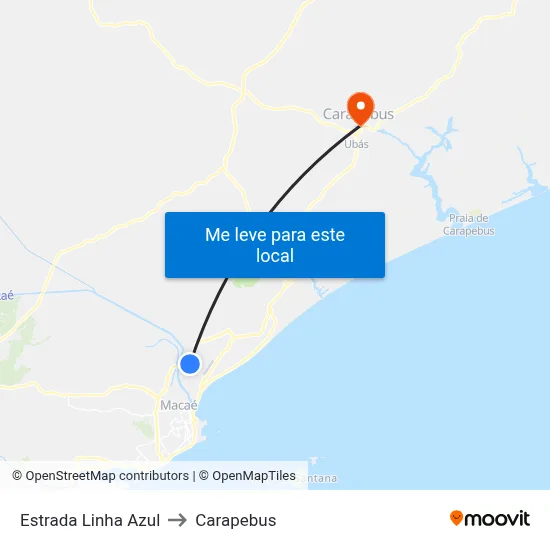 Estrada Linha Azul to Carapebus map