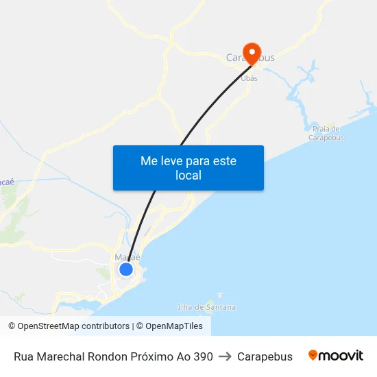 Rua Marechal Rondon Próximo Ao 390 to Carapebus map
