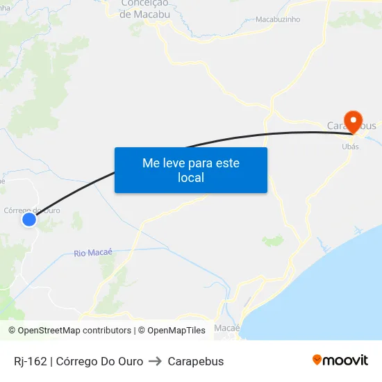 Rj-162 | Córrego Do Ouro to Carapebus map
