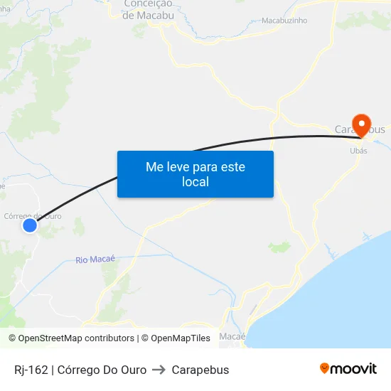 Rj-162 | Córrego Do Ouro to Carapebus map