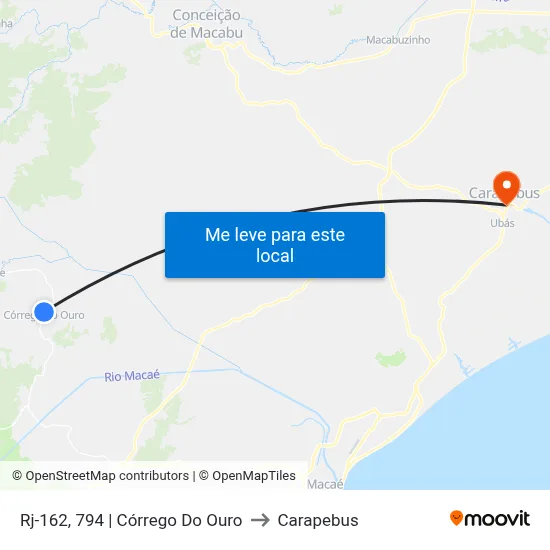 Rj-162, 794 | Córrego Do Ouro to Carapebus map