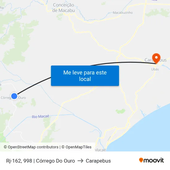 Rj-162, 998 | Córrego Do Ouro to Carapebus map