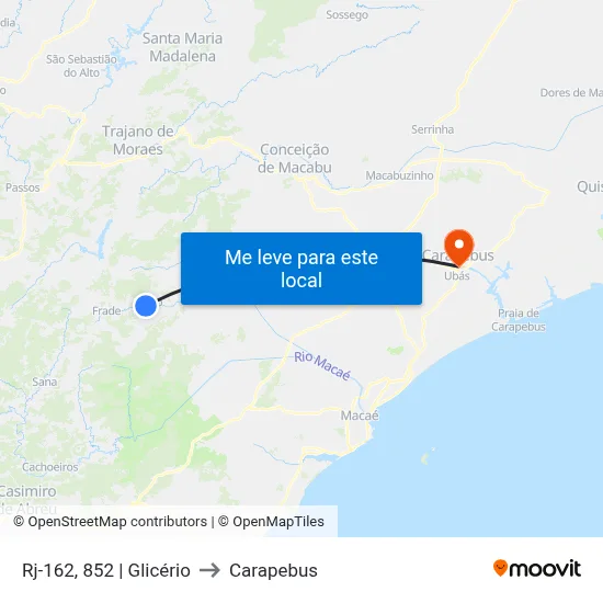 Rj-162, 852 | Glicério to Carapebus map