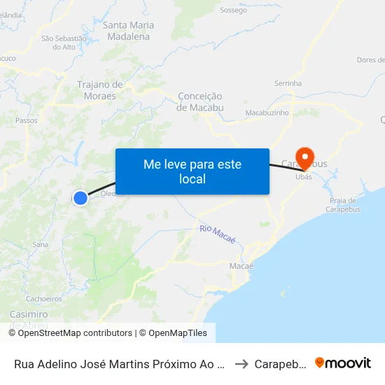 Rua Adelino José Martins Próximo Ao 332 to Carapebus map